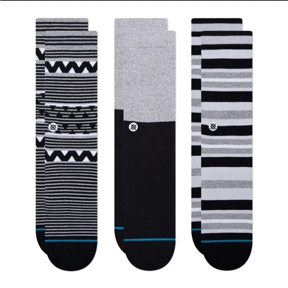 STANCE MEN’S THREE PACK MULTI CREW CASUAL SEAMLESS TOE CLOSURE ARCH SUPPORT NWT